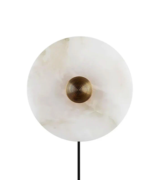 Plug In Alabaster Disc Wall Sconce