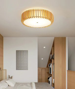 Wooden Drum Ceiling Lamp