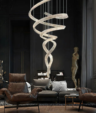 Long Spiral Crystal Chandelier