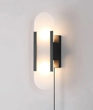 Geometric Harmony Alabaster Plug In Wall Lamp