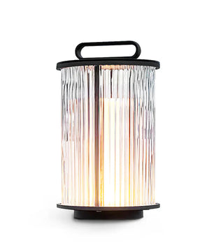 Line Glass Lantern Solar Table Lamp