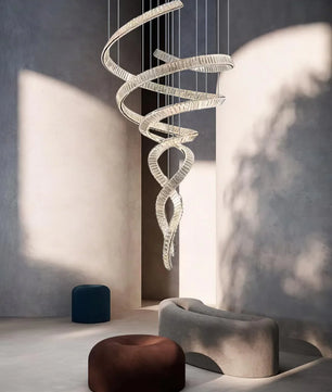 Long Spiral Crystal Chandelier