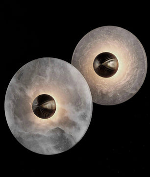 Round Alabaster Combination Wall Lamp