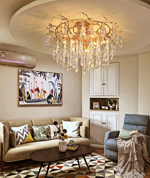 Teardrop Round Crystal Ceiling Lamp