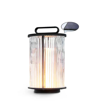 Line Glass Lantern Solar Table Lamp