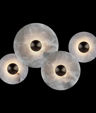 Round Alabaster Combination Wall Lamp
