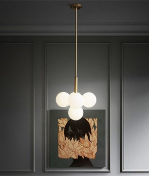 Opal Glass Bubble Cluster Grape Brass Chandelier for Dining Room