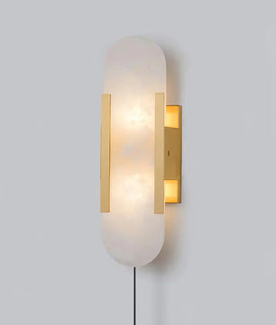 Geometric Harmony Alabaster Plug In Wall Lamp