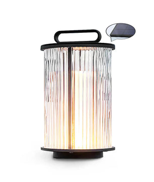 Line Glass Lantern Solar Table Lamp