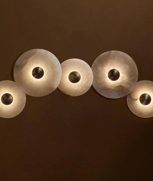 Round Alabaster Combination Wall Lamp