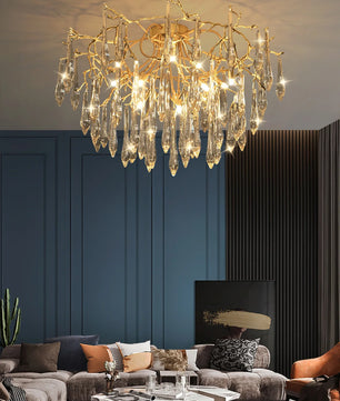 Teardrop Round Crystal Ceiling Lamp