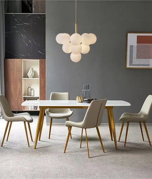 Opal Glass Bubble Cluster Grape Brass Chandelier for Dining Room