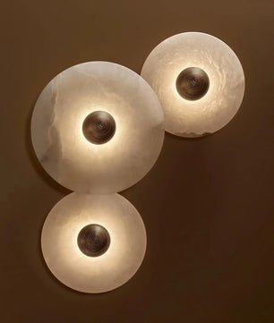 Round Alabaster Combination Wall Lamp