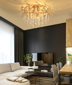 Teardrop Round Crystal Ceiling Lamp