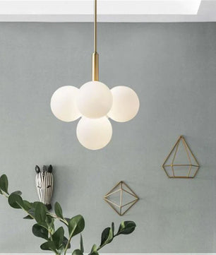 Opal Glass Bubble Cluster Grape Brass Chandelier for Dining Room