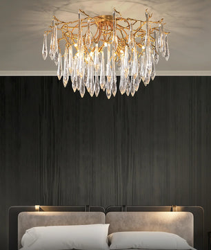 Teardrop Round Crystal Ceiling Lamp