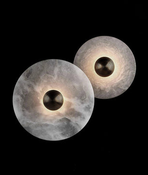 Round Alabaster Combination Wall Lamp