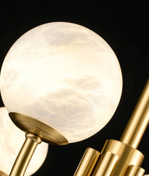Brass Alabaster Round Chandelier
