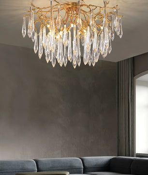 Teardrop Round Crystal Ceiling Lamp