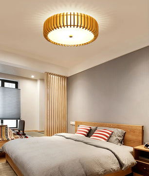 Wooden Drum Ceiling Lamp