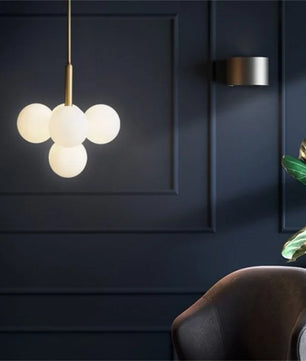 Opal Glass Bubble Cluster Grape Brass Chandelier for Dining Room