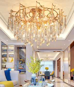 Teardrop Round Crystal Ceiling Lamp