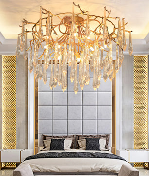 Teardrop Round Crystal Ceiling Lamp