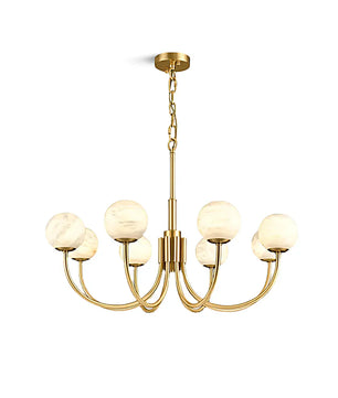 Brass Alabaster Round Chandelier
