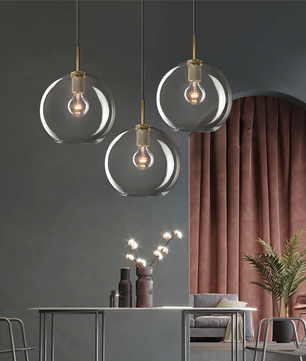 Brass & Clear Glass Pendant Light