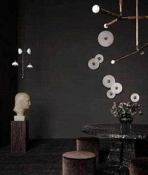 Round Alabaster Combination Wall Lamp