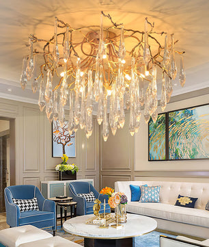 Teardrop Round Crystal Ceiling Lamp