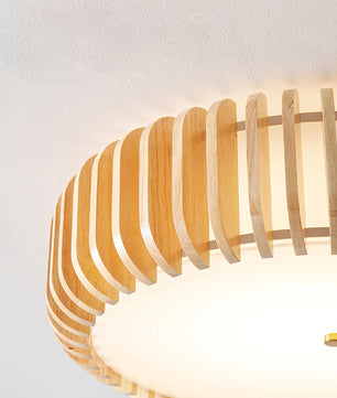 Wooden Drum Ceiling Lamp