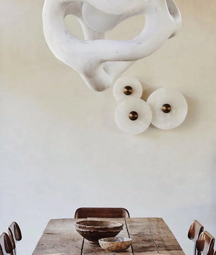 Round Alabaster Combination Wall Lamp