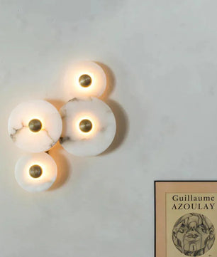 Round Alabaster Combination Wall Lamp