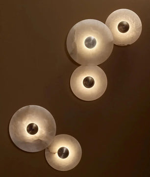 Round Alabaster Combination Wall Lamp