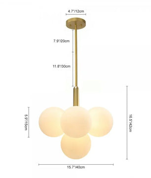 Opal Glass Bubble Cluster Grape Brass Chandelier for Dining Room