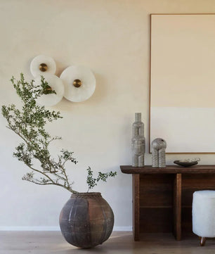 Round Alabaster Combination Wall Lamp