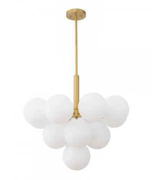 Opal Glass Bubble Cluster Grape Brass Chandelier for Dining Room