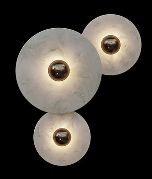 Round Alabaster Combination Wall Lamp