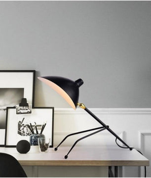 Serge Mouille Black Tripod Desk Lamp