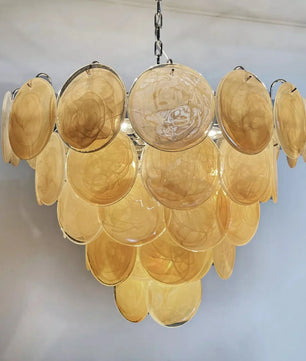 Vintage Yellow Round Murano Chandelier