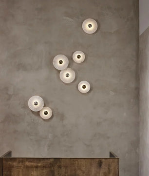 Round Alabaster Combination Wall Lamp