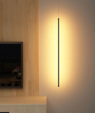 Modernist LED Linear Black Pendant Light Fixture for Kitchen Bedside