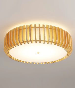 Wooden Drum Ceiling Lamp