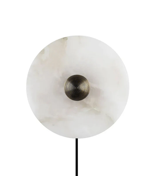 Plug In Alabaster Disc Wall Sconce