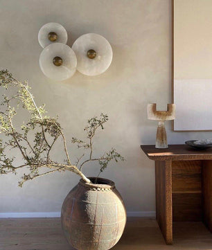 Round Alabaster Combination Wall Lamp