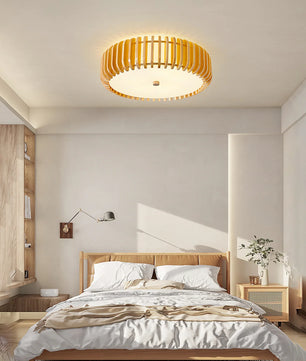 Wooden Drum Ceiling Lamp