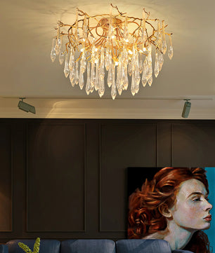 Teardrop Round Crystal Ceiling Lamp