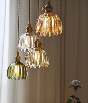 Japanese Retro Glass Flower Pendant Light S17