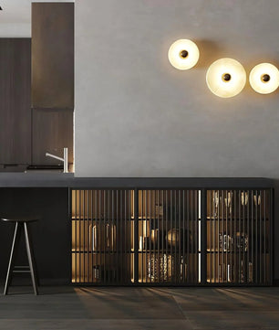 Round Alabaster Combination Wall Lamp